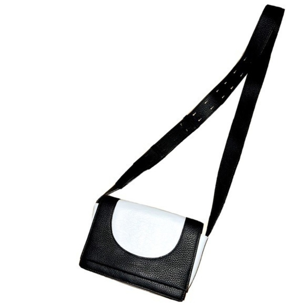 Rabeanco white black crossbody camera bag purse genuine leather gently preloved